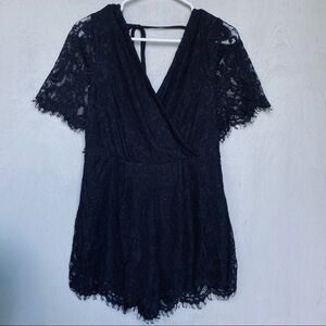 Trixxi Black Lace Short Sleeve Romper Jumpsuit